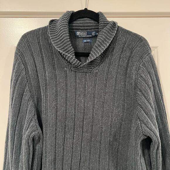 VTG Polo by Ralph Lauren Men's Sweater Linen Silk‎ Blue Grey Size XL - Picture 2 of 8